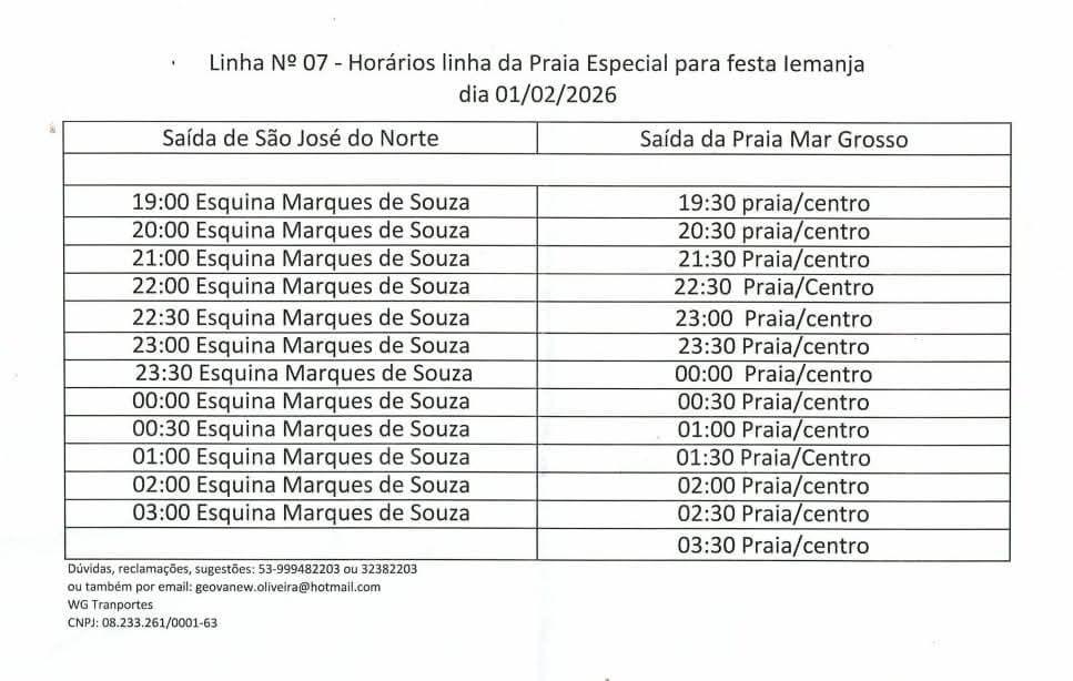 SMTT,  ANUNCIOU HORÁRIOS DA LIMHA  Nº7 